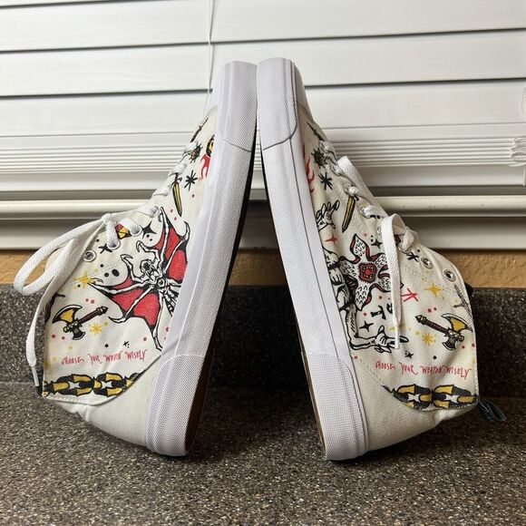 Akedo x Stranger Things Hellfire Club White Mid Top Sneaker Men US 12 EU 45 Shoe - Picture 5 of 12